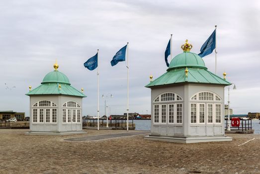 The two small pavilions on the quay in front of the Port Authority Building were built in 1905, Copenhagen