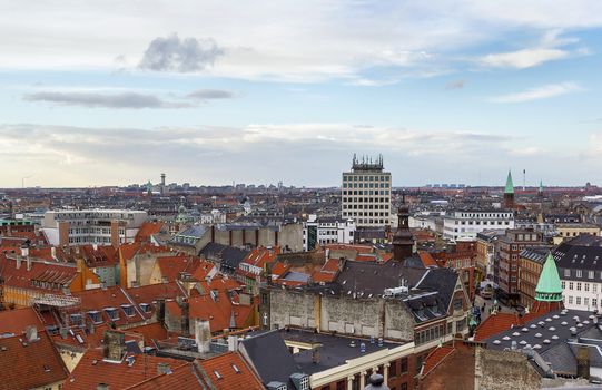 View  of Copenhagen historic centre from The Round Tower, Denmark