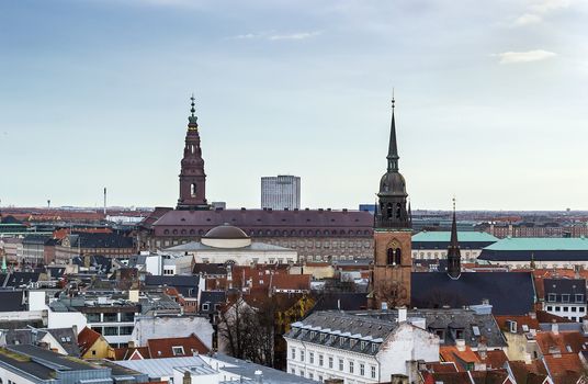 View  of Copenhagen historic centre from The Round Tower, Denmark