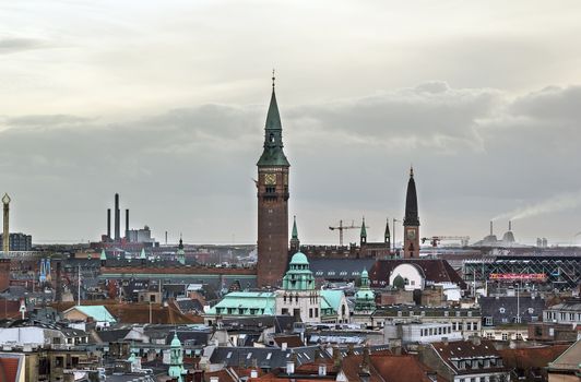 View  of Copenhagen historic centre from The Round Tower, Denmark