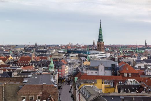 View  of Copenhagen historic centre from The Round Tower, Denmark
