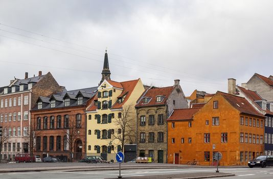 historical building on the street in the Centre of Copenhagen, Denmark