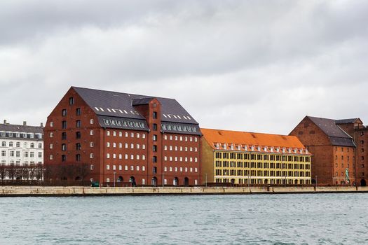 the House on the embankment of channel in Copenhagen, Denmark