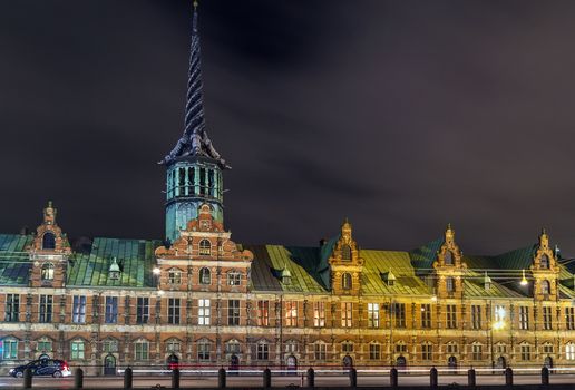 Evening. Borsen is a building in central Copenhagen, Denmark. It was built by Christian IV in 1619 1640 and is the oldest stock exchange in Denmark.