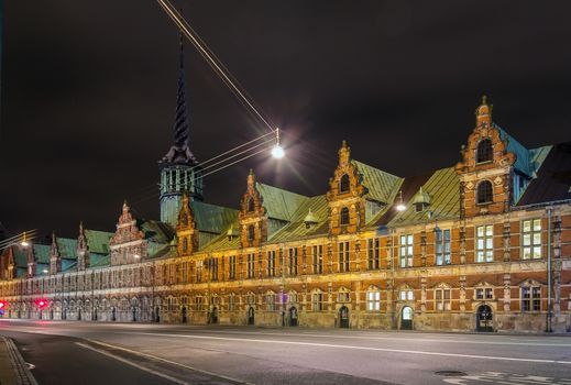 Evening. Borsen is a building in central Copenhagen, Denmark. It was built by Christian IV in 1619 1640 and is the oldest stock exchange in Denmark.