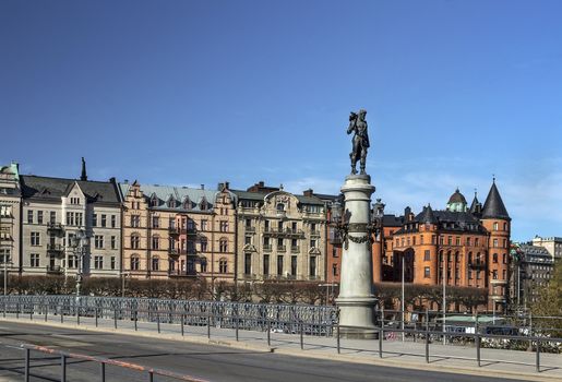 view of Strandvagen from Djurgarden in Stockholm, Sweden