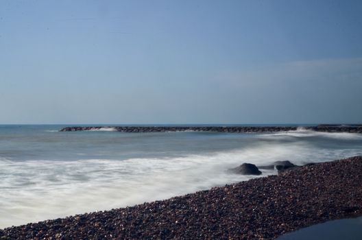 Coast of the Mediterranean in Puzol Valencia long exposure