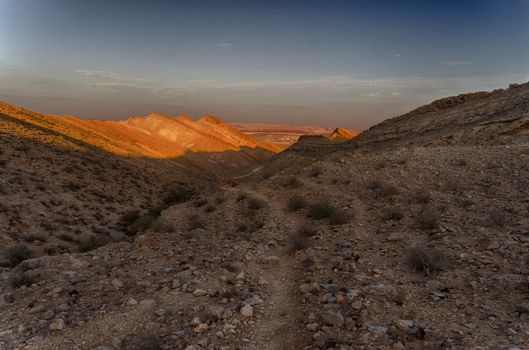 Hiking in desert for travel tourism and holiday trip