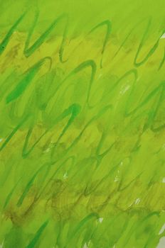 Vertical watercolor raster summer background grass gradient yellow, green with streaks of smooth lines for cover layout and design.