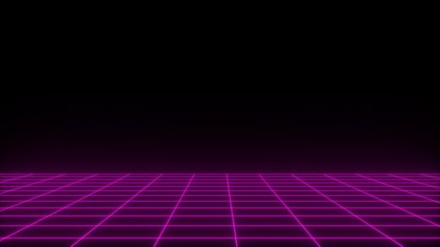 3D render synthwave wireframe net abstract background. Future retro line grid illustration. Vaporwave concept