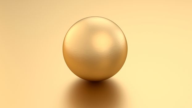 Golden 3d render sphere balls on metal background with reflection. Modern luxury design element for banner sale design.