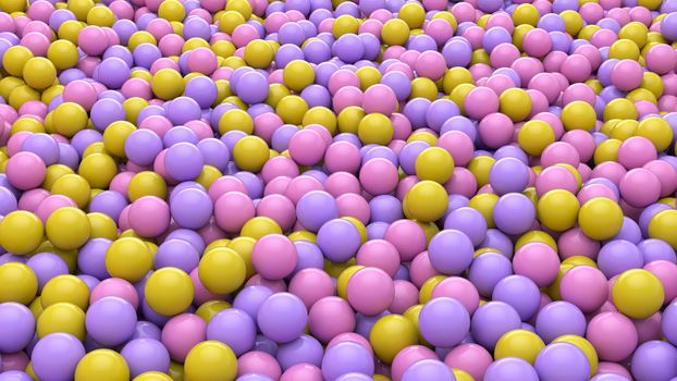 3d render of Abstract colorful spheres balls background. Primitive shapes, minimalistic design, party decoration.