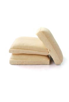 Fresh tofu on white background.(with Clipping Path).