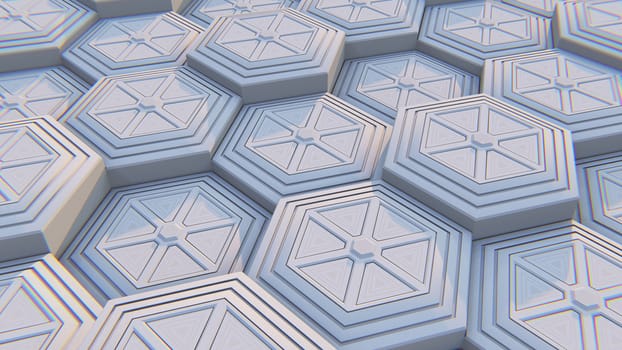 White geometric hexagonal abstract background. 3D illustration