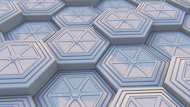 White geometric hexagonal abstract background. 3D illustration