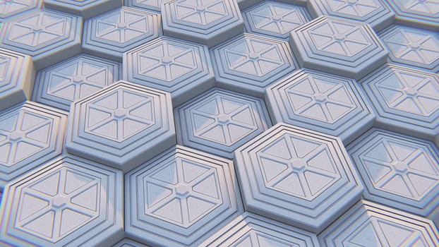 White geometric hexagonal abstract background. 3D illustration