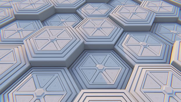 White geometric hexagonal abstract background. 3D illustration