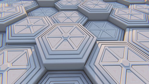 White geometric hexagonal abstract background. 3D illustration