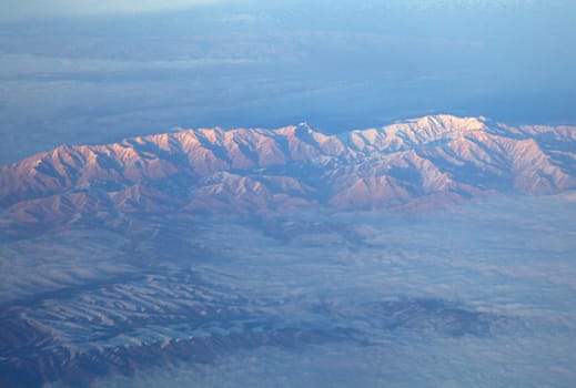 Mountain in Middle East, view from airplane