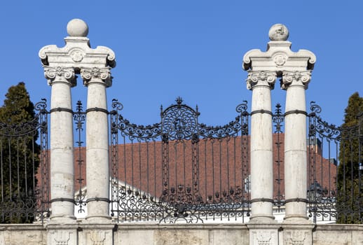 Ornate wrought fence in Budapest, Hungary, near Royal Palace