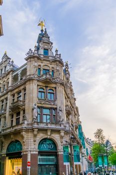 Galeria inno department store in antwerp city, histroical Belgian city architecture, Antwerpen, Belgium, April 23, 2019