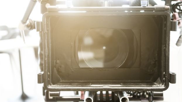 Film industry. Filming with professional camera background
