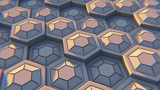 White geometric hexagonal abstract background. 3D illustration
