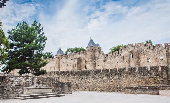 Ramparts of the Medieval City of Carcassonne in the Aude in France