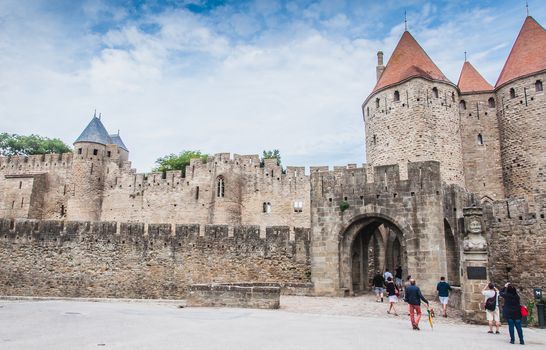 Ramparts of the Medieval City of Carcassonne in the Aude in France
