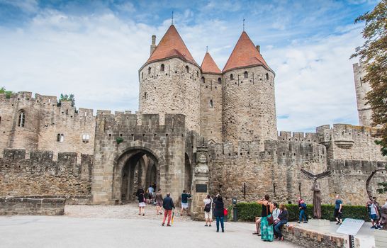 Ramparts of the Medieval City of Carcassonne in the Aude in France