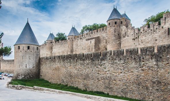 Ramparts of the Medieval City of Carcassonne in the Aude in France