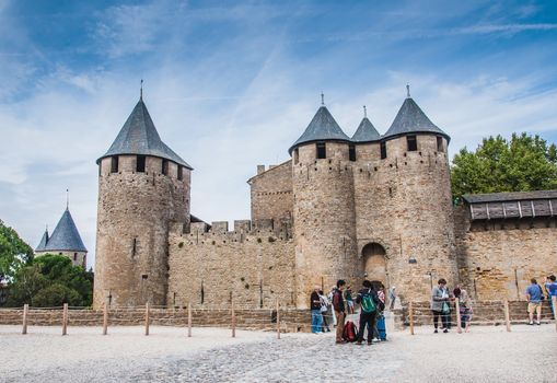 Ramparts of the Medieval City of Carcassonne in the Aude in France