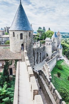 Ramparts of the Medieval City of Carcassonne in the Aude in France