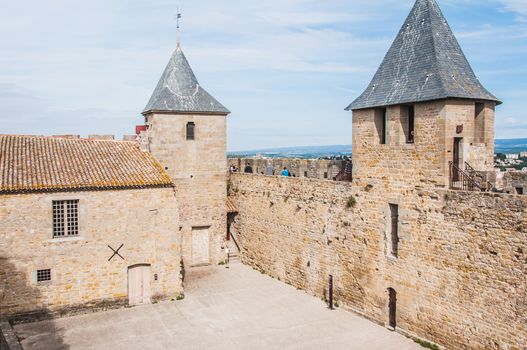 Ramparts of the Medieval City of Carcassonne in the Aude in France