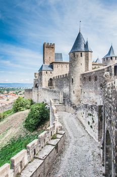 Ramparts of the Medieval City of Carcassonne in the Aude in France