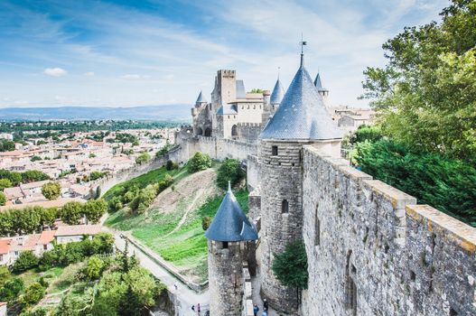 Ramparts of the Medieval City of Carcassonne in the Aude in France