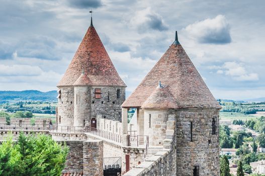 Ramparts of the Medieval City of Carcassonne in the Aude in France