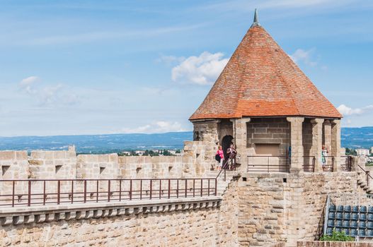 Ramparts of the Medieval City of Carcassonne in the Aude in France