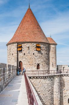 Ramparts of the Medieval City of Carcassonne in the Aude in France