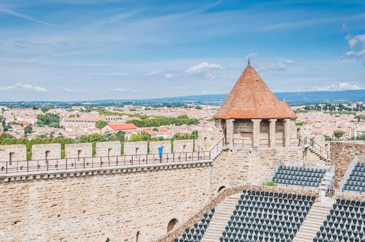 Ramparts of the Medieval City of Carcassonne in the Aude in France