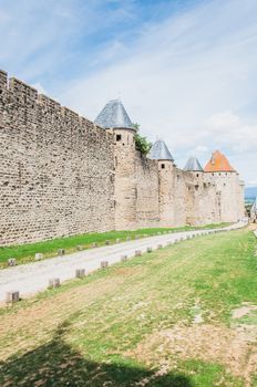 Ramparts of the Medieval City of Carcassonne in the Aude in France