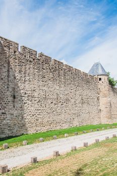 Ramparts of the Medieval City of Carcassonne in the Aude in France