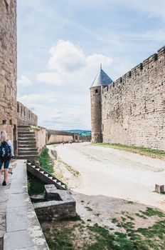 Ramparts of the Medieval City of Carcassonne in the Aude in France