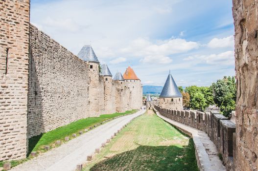 Ramparts of the Medieval City of Carcassonne in the Aude in France