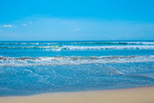 Beautiful beach and tropical sea and sky background