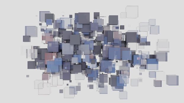 Abstract background with cubes. Glass, plastic and metal. 3D illustration