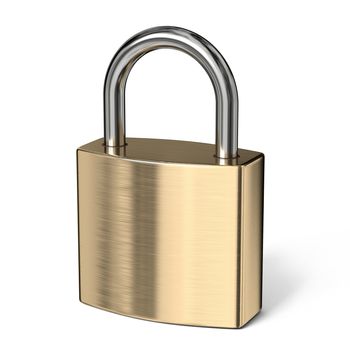 Padlock side view 3D rendering illustration isolated on white background