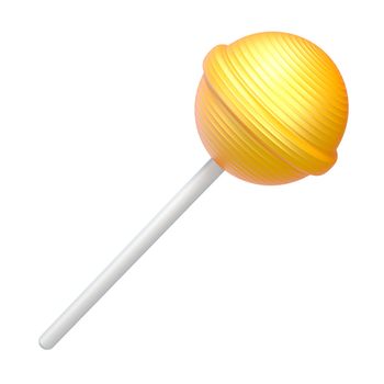 Yellow lollipop 3D rendering illustration isolated on white background