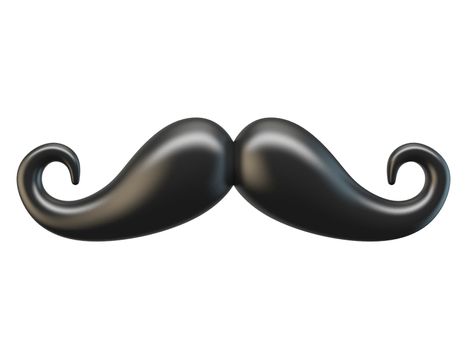 Black mustache 3D rendering illustration isolated on white background