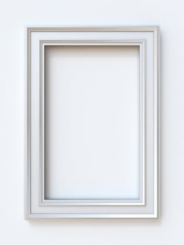 White picture frame rectangular 3D rendering illustration isolated on white background
